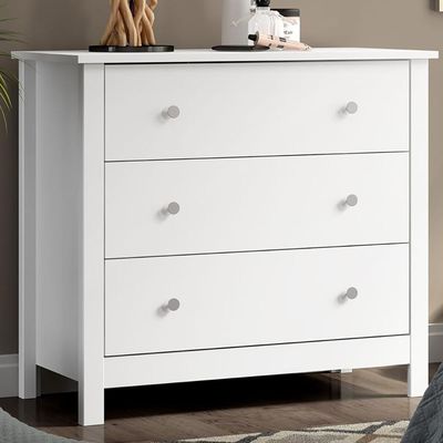 Comoda Para Quarto 3 Gavetas 76 Cm Dm219 Branco Dtall Branco