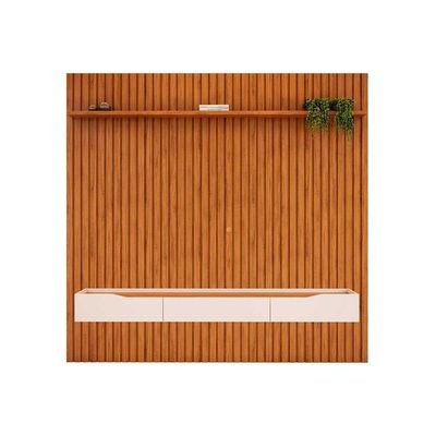 Estante P- Sala Até 85 Pol Pratic Ripado C- 3 Gavetas 250x240cm Freijó-off White - Dj Móveis