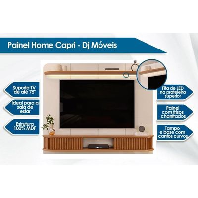 Home P- Tv Até 75 Pol Capri C- Led E 2 Portas 215x170cm Bali-cedro - Dj Móveis