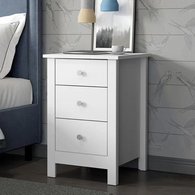 Kit 02 Mesas De Cabeceira 3 Gavetas 36 Cm Dm113 Branco Dtall Branco