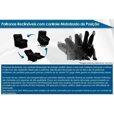 Poltrona Reclinável Motorizada P- Sala Texas Fantastic Zero Wall C- Lift Courano Preto - Probel