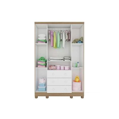Guarda Roupa 4 Portas Tedy C- E 3 Gavetas Branco - Peroba