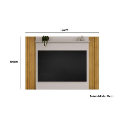 Painel Quarto P- Tv Até 60 Pol Trend Ripado Extensível 108x160 Cm Freijó-off White - Dj Móveis
