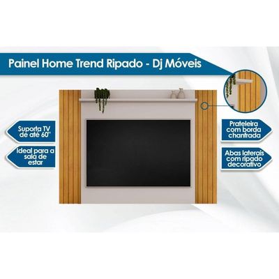 Painel Quarto P- Tv Até 60 Pol Trend Ripado Extensível 108x160 Cm Freijó-off White - Dj Móveis