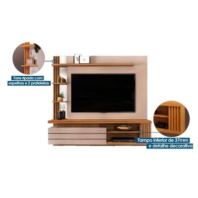 Painel Quarto P- Tv Até 55 Pol Marin C- 1 Porta E Torre Ripada 160x153cm Bali-cedro - Dj Móveis