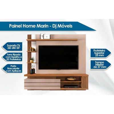 Painel Quarto P- Tv Até 55 Pol Marin C- 1 Porta E Torre Ripada 160x153cm Bali-cedro - Dj Móveis