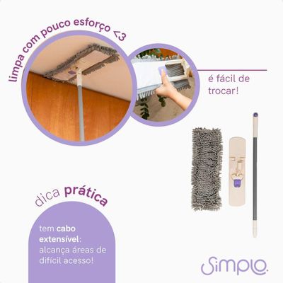 Mop Simplo Flat Slim Com Esfregão De Chenille