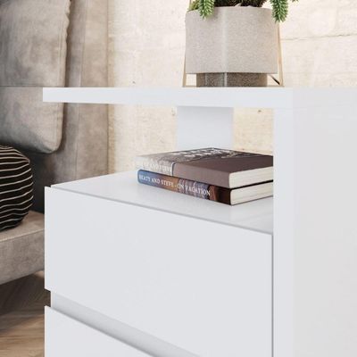Mesa De Apoio E Cabeceira 2 Gavetas Chanfradas - Campeche - Branco