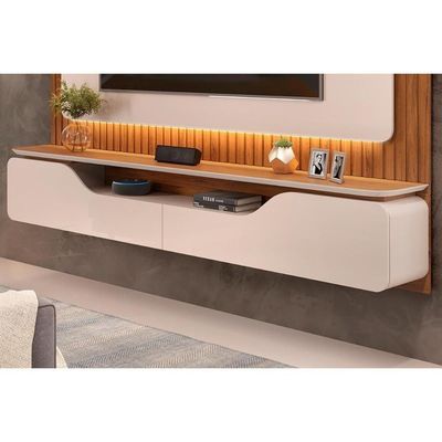 Home P- Tv Até 70 Polegadas Treviso Ripado 100% Mdf C- Led 210x180cm Bali-cedro - Dj Móveis