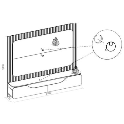 Home P- Tv Até 70 Polegadas Treviso Ripado 100% Mdf C- Led 210x180cm Bali-cedro - Dj Móveis