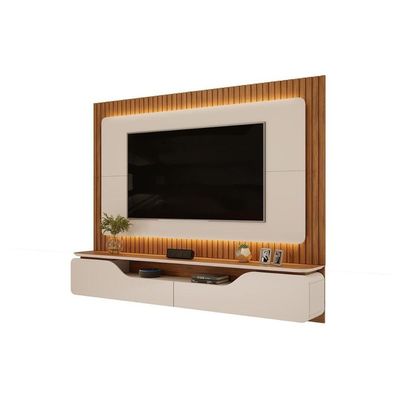 Home P- Tv Até 70 Polegadas Treviso Ripado 100% Mdf C- Led 210x180cm Bali-cedro - Dj Móveis