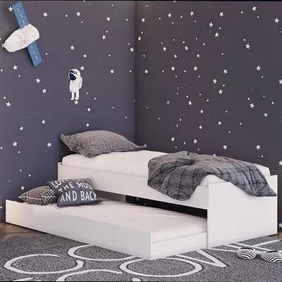 Cama Solteiro Bicama Com Cama Auxiliar 194x83 Cm20 Branco Dtall Branco