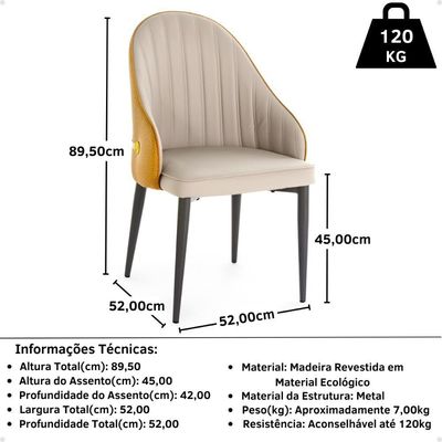 Cadeira De Jantar Estofada La Martina - Bege