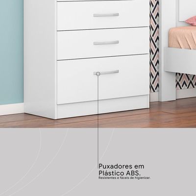Kit Guarda Roupa Solteiro 3 Portas Wind Cômoda Astral Branco