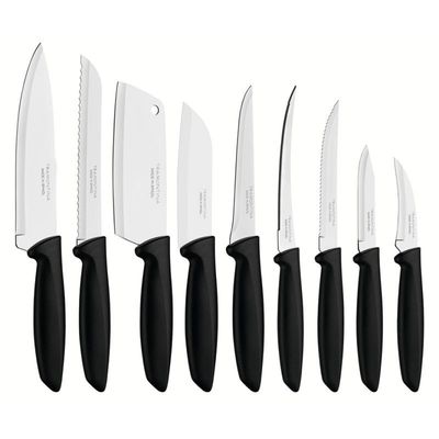 Jogo De Facas Inox 9 Peças Plenus Preto Tramontina