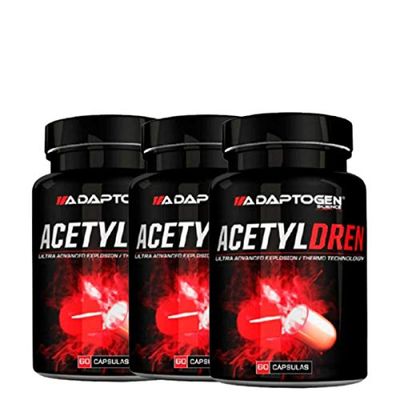 Kit 3 Cafeína Acetyldren 60 Cápsulas Sem Sabor - Adaptogen Science