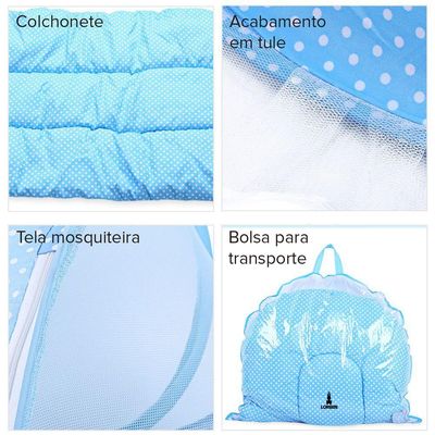Berço Bebê Portátil Tenda Mosquiteiro Cama 3 Peças Menino Lorben