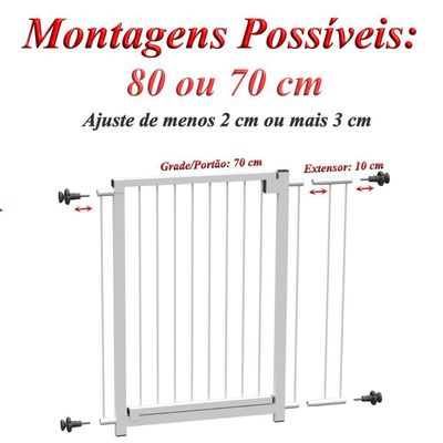 Grade Portão Pet Bebê Divisor Ambiente 80 Cm Branco