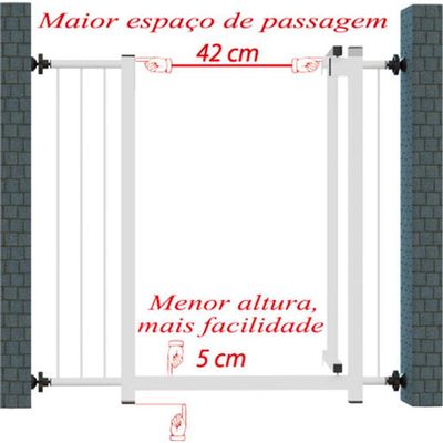 Grade Portão Pet Bebê Divisor Ambiente 80 Cm Branco
