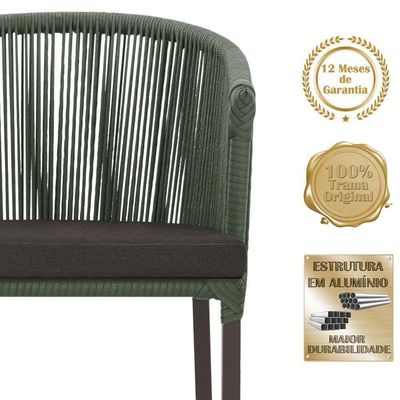 4 Cadeiras De Jantar Noronha Marrom Corda Náutica E9 Trama Verde