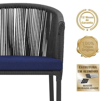 4 Cadeiras De Jantar Noronha Preta Corda Náutica E10 Trama Preto