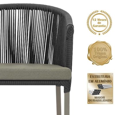 3 Cadeiras De Jantar Noronha Fendi Corda Náutica E8 Trama Preto