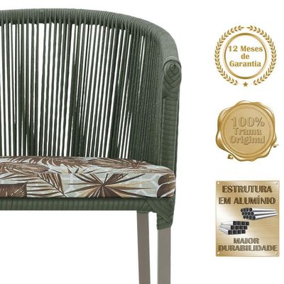 3 Cadeiras De Jantar Noronha Fendi Corda Náutica E6 Trama Verde