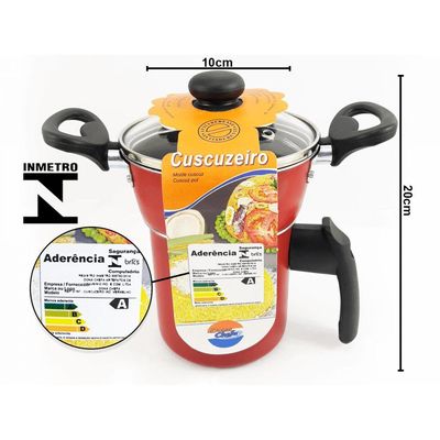 Cuscuzeiro Tampa Vidro Alças Baquelite Antitérmico Vermelho