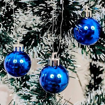 Kit 8 Bolas Azul Lisa árvore Natal Decoração Natalino 60mm
