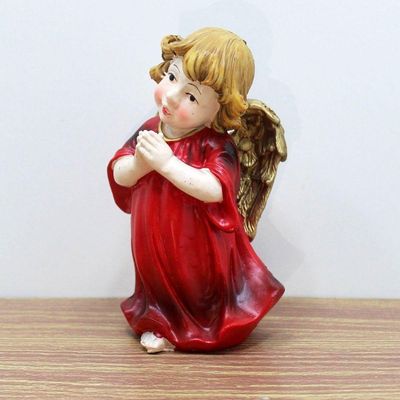 Enfeite Estatueta Anjo Vermelho Anjinho Em Resina Natal 13cm