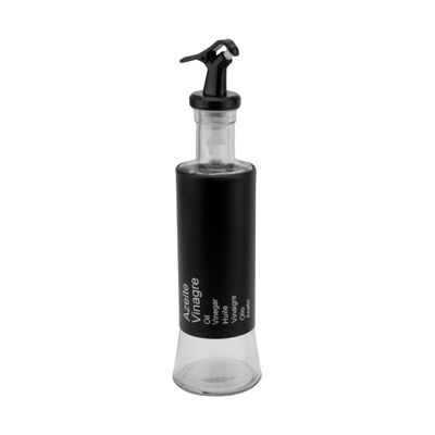Kit 6 Azeiteiro Vinagreiro Recipiente em Vidro e Inox Preto com Bico Dosador