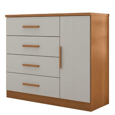 Cômoda Sapateira 4 Gavetas 1 Porta Genova Plus Zanzini Madeira Off White