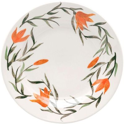 Kit Jogo Prato Sobremesa Lanche 6pçs 6 Pessoas Lírios 18cm