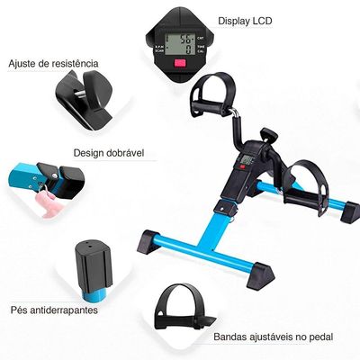Mini Bicicleta Ergométrica Lorben Cicloergômetro Para Pernas E Braços Com Monitor Digital Gt931-bl