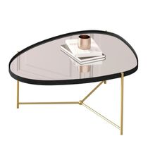 Mesa Centro De Sala Kingston Preto Dourado