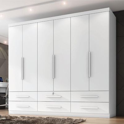 Guarda Roupas Casal 6 Portas 6 Gavetas Maximus Zanzini Branco