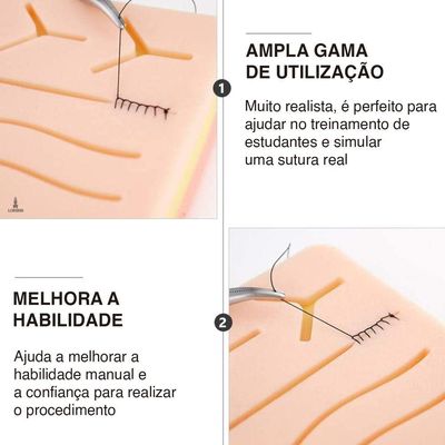 Pele Artificial Silicone Lorben Para Treinamento Simulação De Sutura Com 3 Camadas Gt6107