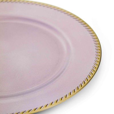 Sousplat De Plástico Rosa E Dourado 33Cm