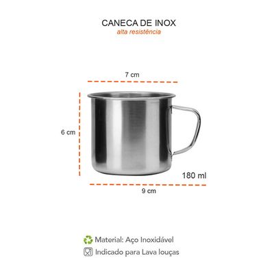 Caneca Mini Pequena 180ml Xicara Aço Inox 6un