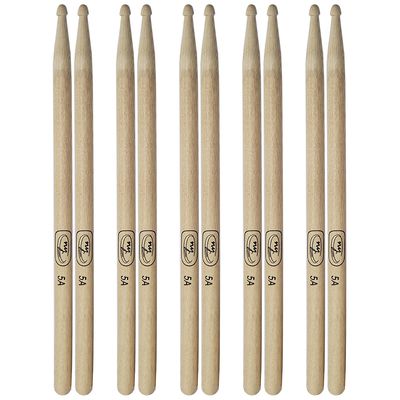Kit com 5 Pares de Baquetas para Bateria Hickory 5A New York