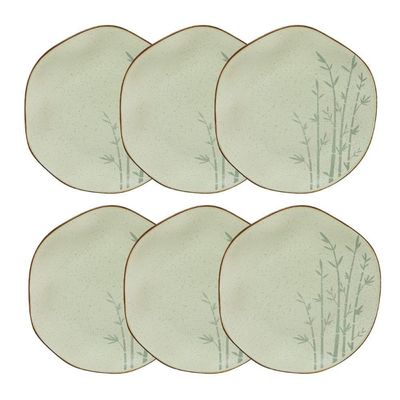 Conjunto 6 Pratos Raso 27,5 Cm Ryo Bambu Porcelana Oxford