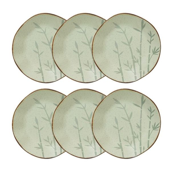 Conjunto 6 Pratos Fundo 22,5 Cm Ryo Bambu Porcelana Oxford