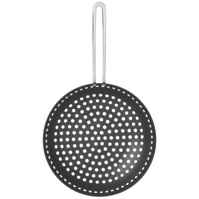 Grelha Wok Furada Churrasco Alumínio Anodizado Cabo 26 Cm