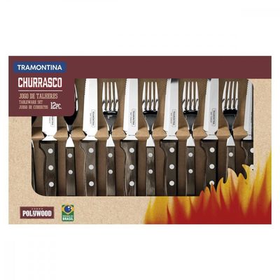 Jogo de Talheres Jumbo Tramontina Churrasco Polywood 12 Peçs