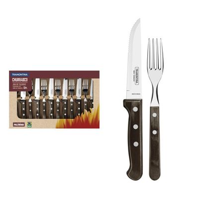 Jogo de Talheres Jumbo Tramontina Churrasco Polywood 12 Peçs