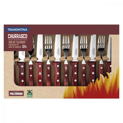 Jogo de Talheres Jumbo Tramontina Churrasco Polywood 12 Pças