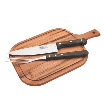 Jogo Para Churrasco Inox 3 Pçs Polywood Tramontina