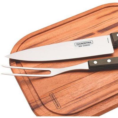 Jogo Para Churrasco Inox 3 Pçs Polywood Tramontina