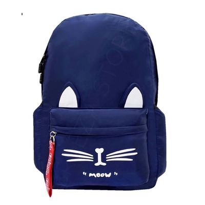 Mochila Juvenil Gatinho Azul Escuro C/ Estojo  - Rignel