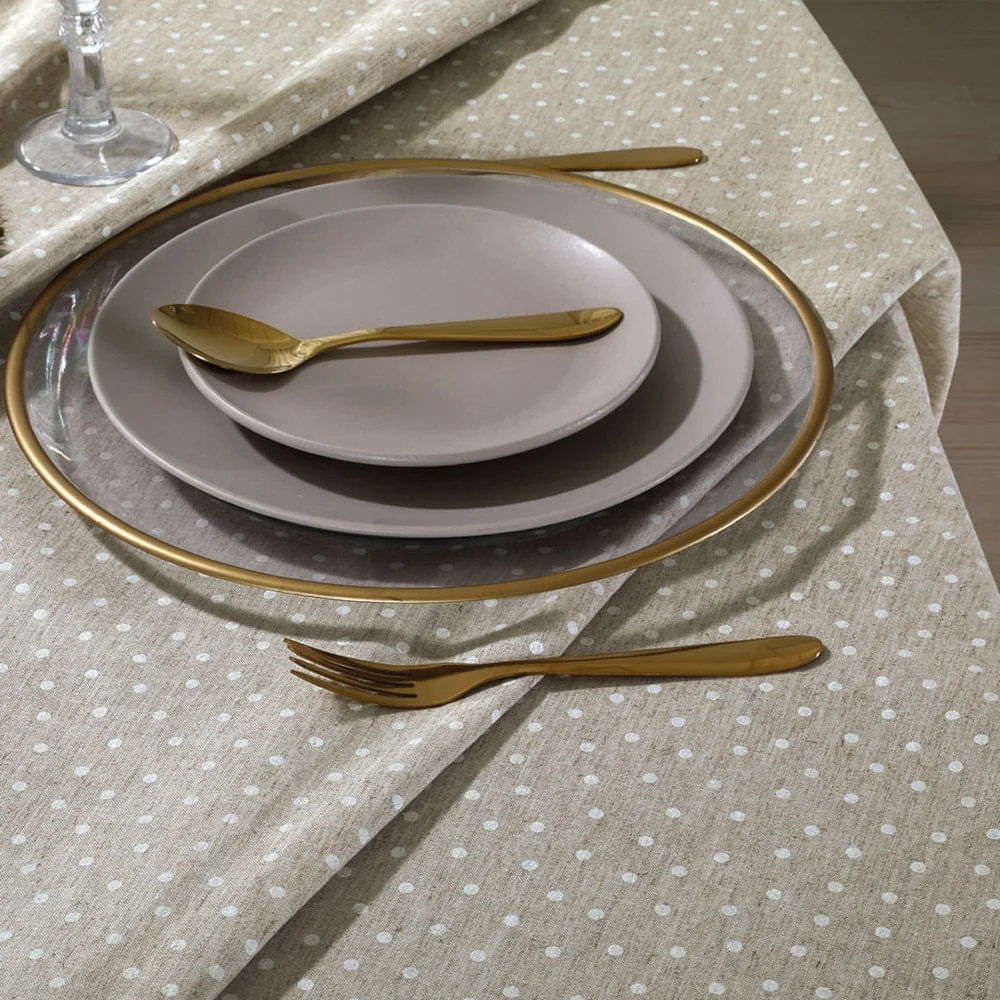 Toalha Mesa Quadrada Döhler Clean Linhares Paloma Bege 8 Lugares
